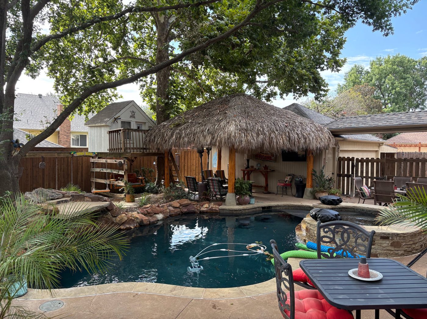 Backyard pool leak repair complete, DFW