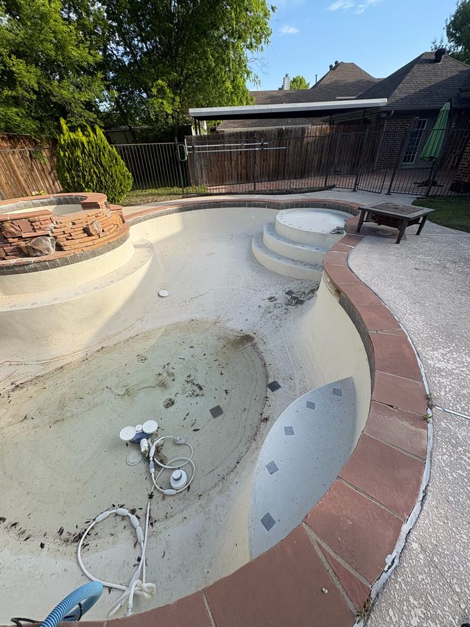 Pool drained before remodel