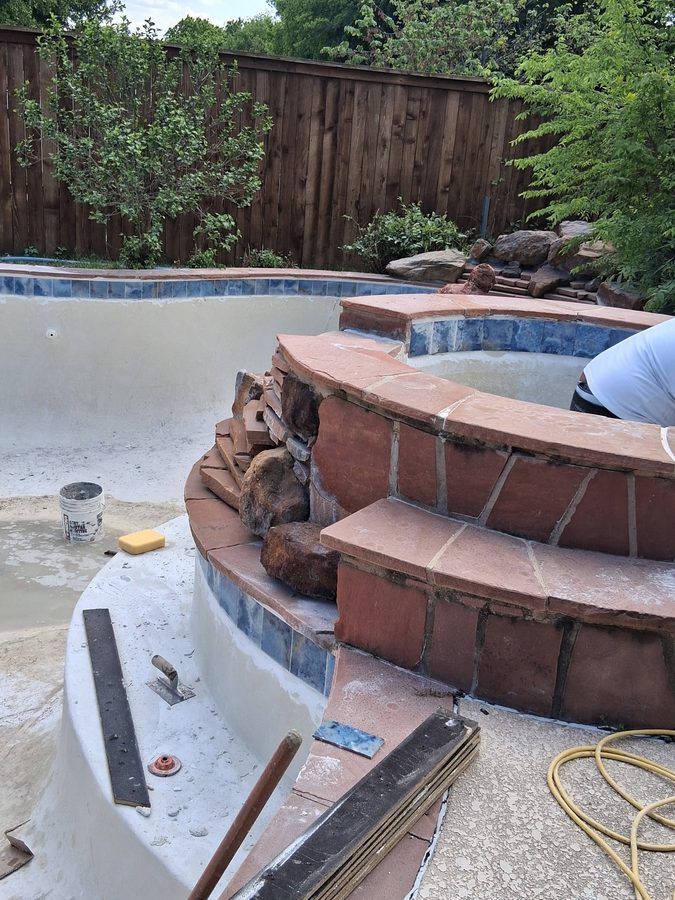 New coping tile installation